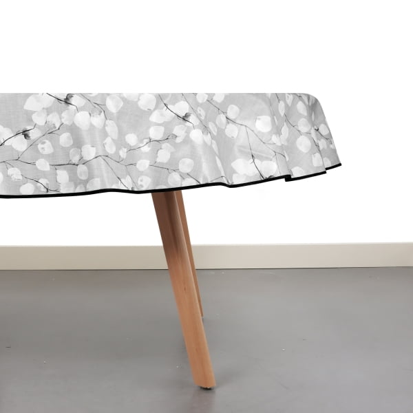 Raved Round Oilcloth ø 160 cm - Spring Flowers Gray