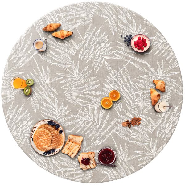 Raved Round Oilcloth ø 160 cm - Flowers Design Beige