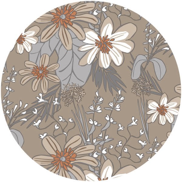 Raved Round Oilcloth ø 160 cm - Drawn Flowers
